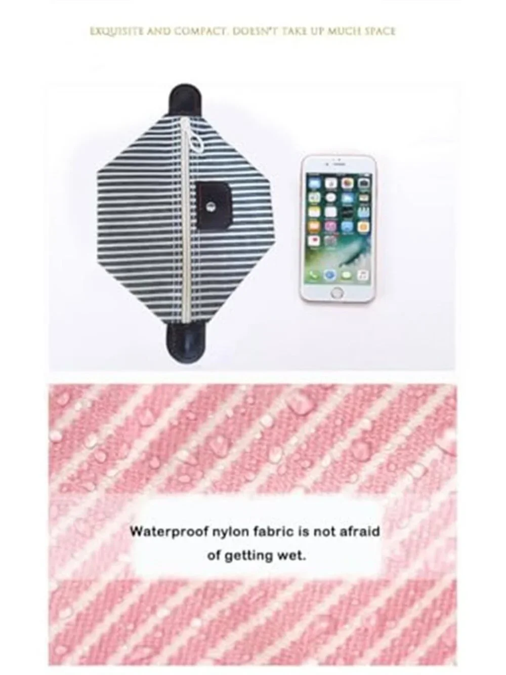 Striped Makeup Bag Cosmetic Organizer Travel Toiletry Pouch Waterproof Zipper